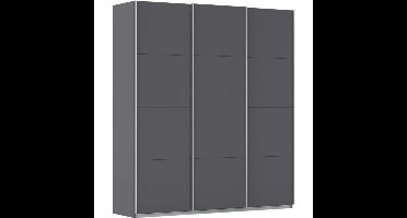 Kledingkast Kick 203 x 229 cm Grijs metallic met aluminiumkleur greeplijst