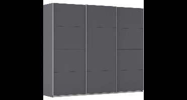 Kledingkast Kick 271 x 229 cm Grijs metallic met aluminiumkleur greeplijst
