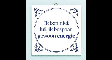 Tegeltje Ik Ben Niet Lui, Ik Bespaar Gewoon Energie