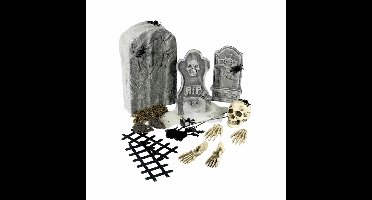 24-delige complete horror kerkhof set met grafstenen - Halloween versiering