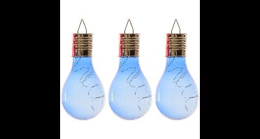 3x Buiten LED blauwe lampbolletjes solar verlichting 14 cm