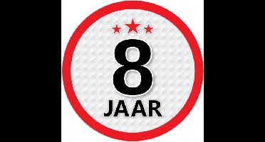 8 jaar leeftijd sticker - rond - Dia 15 cm - 8 jaar verjaardag - jubileum - leeftijd versiering