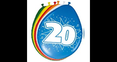 8x stuks Ballonnen versiering 20 jaar