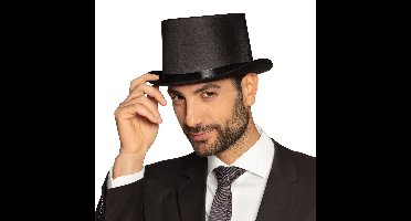 Boland Hoge Hoed - zwart - gentleman - satijn look - volwassenen