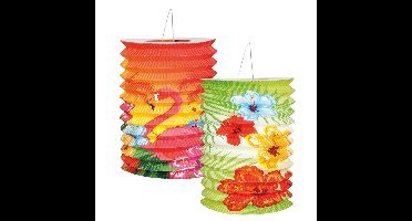 Boland Lampionnen Hawaii - 2x stuks - 16 cm - tropisch thema - versiering