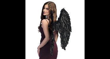 Boland Vleugels - zwart - 87 x 72 cm - halloween - engelen vleugels - met veren