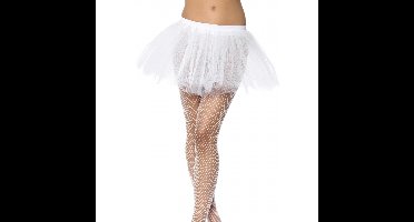Carnaval Tutu onderrok voor dames - wit - tule stof rokje - one size - elastische band