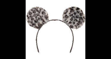 Carnaval verkleed diadeem met grote pluis panter oren - voor dames - foute/panter party
