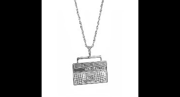 Carnaval verkleed ghettoblaster/radio ketting/sieraad - zilver - kunststof - pooier/gangster