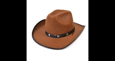 Carnaval verkleed hoed voor een cowboy - met studs - bruin - polyester - heren/dames