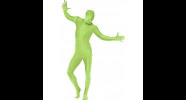 Carnaval verkleed Second skin pak/jumpsuit - uni kleur geheel groen - volwassenen