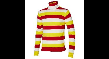 Carnaval verkleed trui Oeteldonk - col - rood/wit/geel gestreept - dames / heren - turtleneck - Den