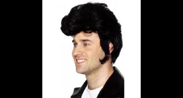 Elvis verkleed pruik - heren - zwart - met grote rock and roll kuif