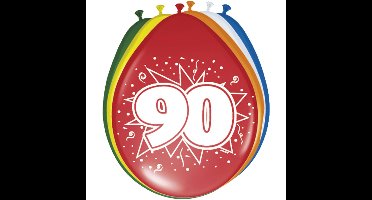 Folat leeftijd ballonnen - 90 jaar thema - 8x stuks - versiering - feestartikelen