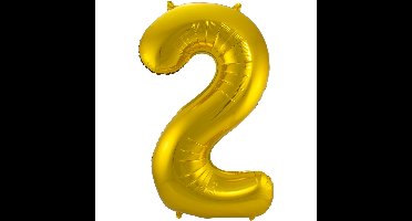 Folat Verjaardag Leeftijd folieballon - 2 jaar - goud - 86 cm - cijferballon groot