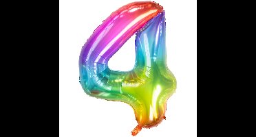 Folat Verjaardag Leeftijd folieballon - 4 jaar - multi kleur - 86 cm - cijferballon groot