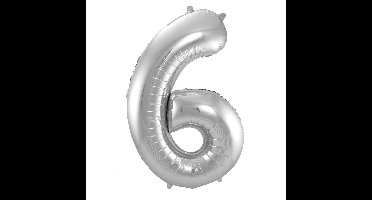 Folat Verjaardag Leeftijd folieballon - 6 jaar - zilver - 86 cm - cijferballon groot