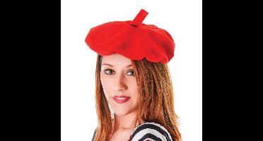 Franse baret - rood - polyester - voor volwassenen - Carnaval accessoires