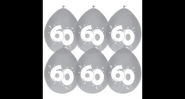 Jubileum/leeftijd thema ballonnen 60 jaar 6x stuks 29 cm
