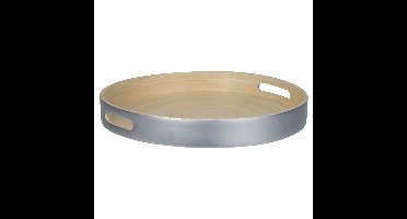 Kaarsenbord/kaarsenplateau zilver bamboe rond D30 cm