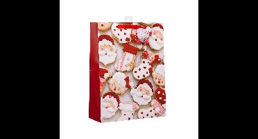 Kerst cadeau tasje - 24 cm - Kerstman en kerstvrouw - inpakken - kerstcadeaus