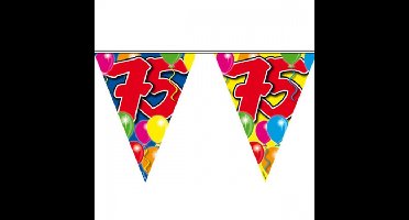 Leeftijd vlaggenlijn 75 jaar - 10 meter - plastic - 75e verjaardag slinger - vlaggetjes