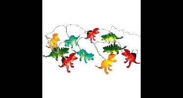 Lichtsnoer - dinosaurus - 200 cm - op batterij - warm wit - 10 dino led lampjes