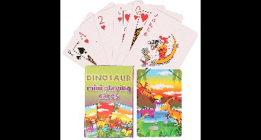 Mini dinosaurussen thema speelkaarten 6 x 4 cm in doosje