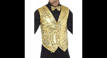 Pailetten Gilet - vestje - goud - heren - polyester - glitter jasje - Carnavalkleding - show