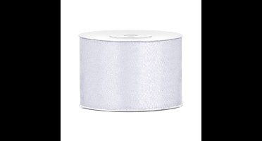 Partydeco Cadeaulint - wit - 5 cm x 25 meter - satijn - sierlint - inpakken - decoratie