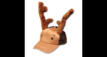 Rendier pet - met rendier gewei - bruin - polyester - volwassenen - rendier accessoires