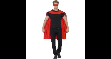 Smiffys Cape met oogmasker - verkleed kleding - voor volwassenen - rood