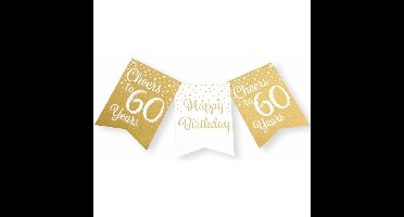 Verjaardag Vlaggenlijn 60 jaar - binnen - karton - wit/goud - 600 cm