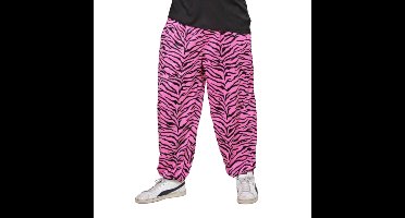 Verkleedkleding broek - baggy - roze zebraprint - heren - 90s housebroek - Carnaval