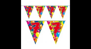Vlaggenlijn 7 jaar - 3x - 10 meter - plastic - leeftijd vlaggetjes - versiering 7e verjaardag
