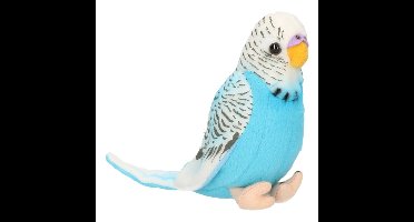 Heunec Knuffel Parkiet - blauw - pluche - grasparkiet - 11 cm