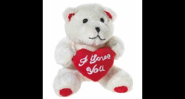Heunec Pluche knuffelbeertje - 10 cm - I LOVE YOU hartje - liefdes knuffeltje