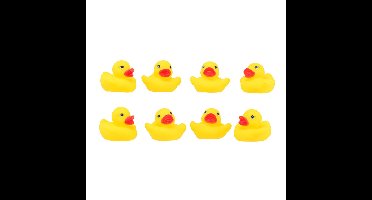 JohnToy Badeendjes - 8x stuks - geel - rubber - 6 cm - badspeelgoed