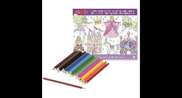 Meisjes prinsessenboek met kleurpotloden set