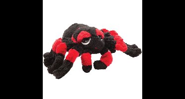 Pluche knuffel spin - tarantula - zwart/rood - 13 cm - speelgoed