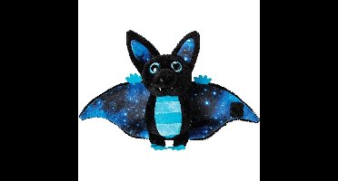 Pluche knuffeldier vleermuis - blauw/zwart - 17 cm - speelgoed