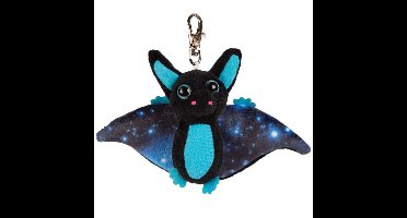 Pluche knuffeldier vleermuis - zwart/blauw - 9 cm - sleutelhanger