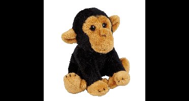 Ravensden Pluche knuffel Chimpansee aap - zwart - 15 cm - Speelgoed apen knuffelbeesten