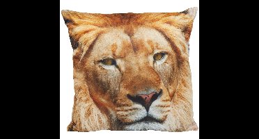 Sierkussen - met print - leeuw - 40 x 40 cm - dierenkussen