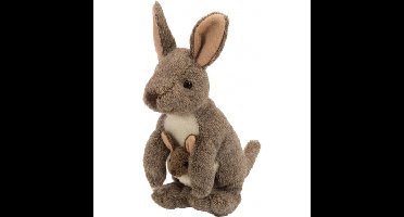 Wild Republic pluche knuffel Kangoeroe met baby - bruin - 20 cm - dieren knuffels