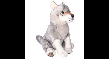 Wild Republic Wolf Knuffel - pluche - 38 cm - grijs - wolven knuffels - knuffeldieren