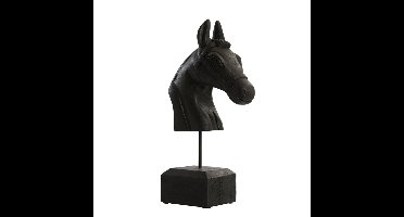 Ornament horse head hout zwart