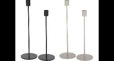 JENS Living Kandelaar finn - Set van 2 - Metaal - Zwart, Grijs