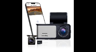 AutoSky 4K Dashcam met Achtercamera GPS WiFi Nachtzicht 64GB
