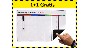 Lowander Whiteboard Familieplanner - 35 x 53 cm 1+1 Gratis